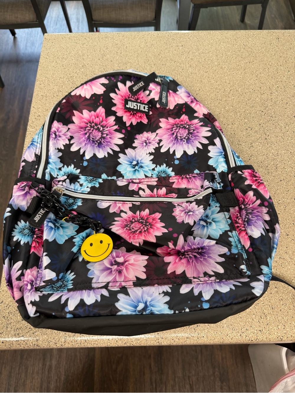 Justice Floral Kids Backpack - Pink, Blue & Purple